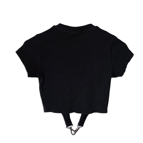 The Ragged Priest Clone Top Jersey Rib ringer w/ triggers Medium Black Goth - Picture 3 of 4